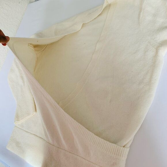 MADEWELL Sweater Women M Ivory Wool Alpaca Blend Faux Wrap Preppy Coquette Boho - Picture 5 of 8